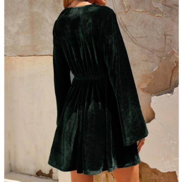 Bohemian Black Floral Embroidered Velvet Mini Dress - Picture 11 of 14